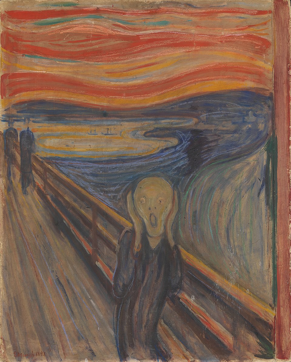 Der Schrei, Edvard Munch, 1893, Öl, Tempera und Pastell auf Pappe, 91 × 73,5 cm, Norwegische Nationalgalerie Oslo