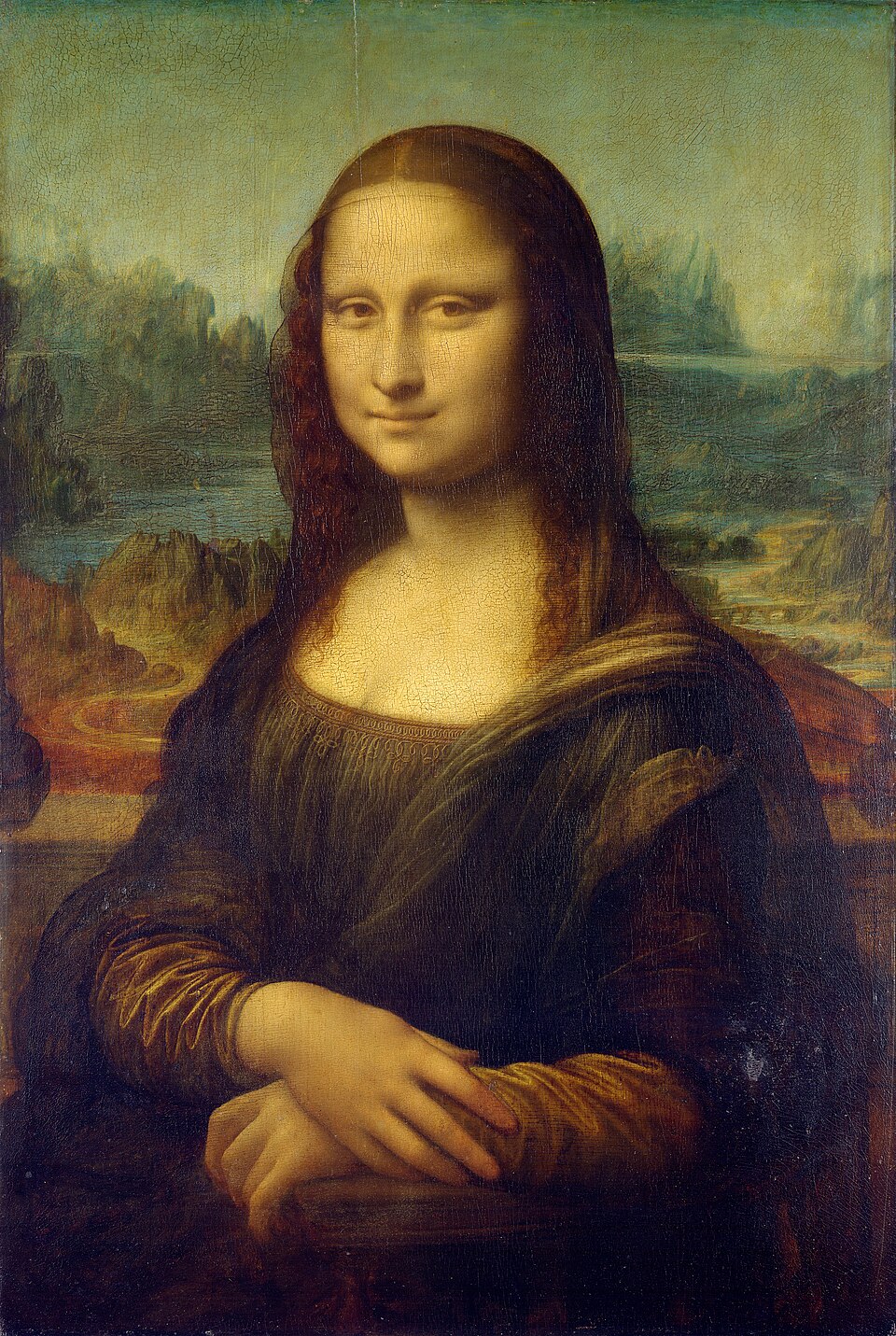 Mona Lisa (La Gioconda), Leonardo da Vinci, 1503–1506, Öl auf Pappelholz, 77 × 53 cm, Musée du Louvre, Paris 