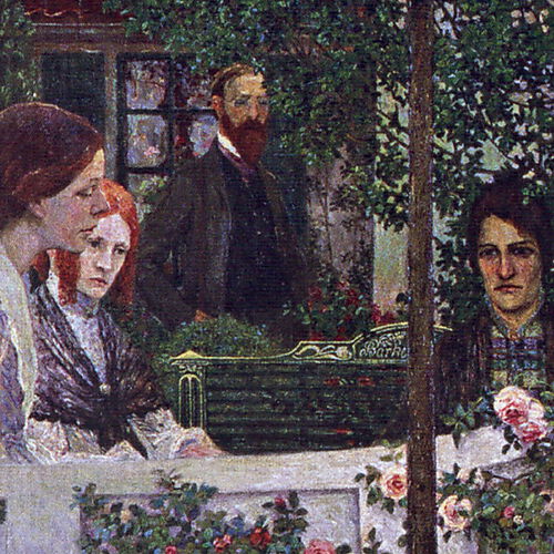 Heinrich Vogeler, Detail aus: Sommerabend (Das Konzert).Worpswede; Detail: Paula Modersohn-Becker, Agnes Wulff, Otto Modersohn und Clara Rilke-Westhoff