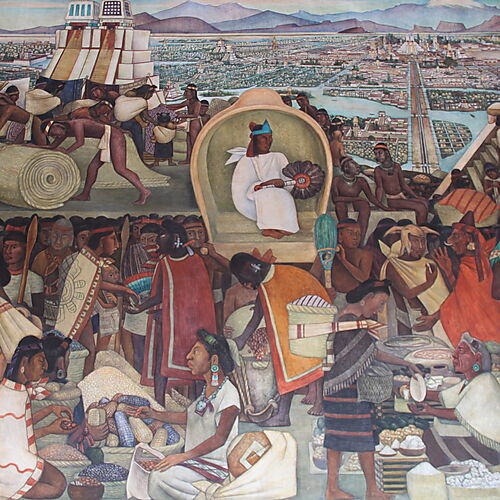 Diego Rivera – Marktszene in Tlatelolco, Nationalpalast, Mexiko-Stadt (um 1950)