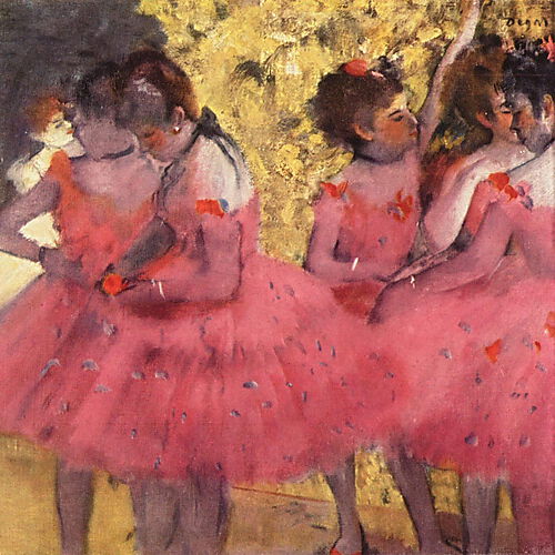 Edgar Degas, Tänzerinnen in Rosa zwischen den Kulissen