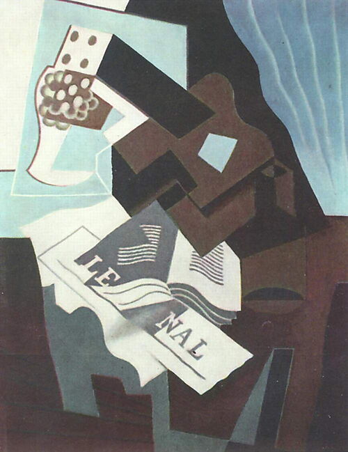 Juan Gris, Stilleben mit Gitarre, Buch und Zeitung
