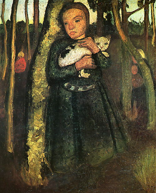 Paula Modersohn-Becker, Mädchen mit Katze im Birkenwald