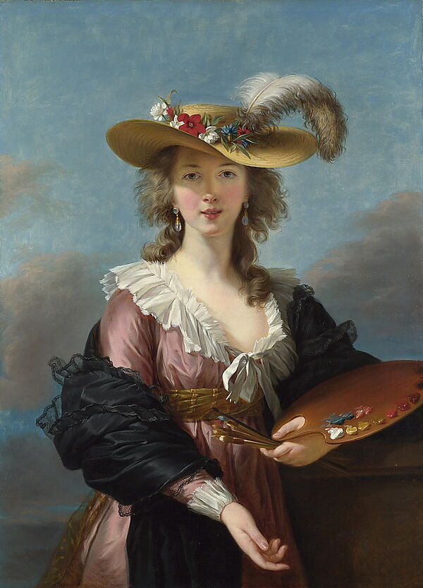 Élisabeth Vigée Le Brun mit Strohhut, Palette und Pinseln in ihrem Selbstbildnis