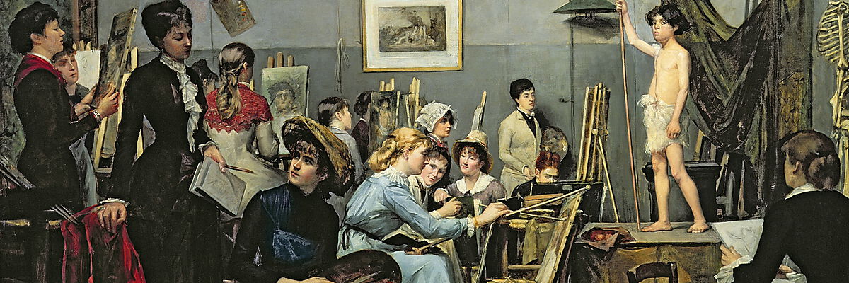 Marie Bashkirtseva (1858–1884), Gemälde - "In the Studio", Öl auf Leinwand.