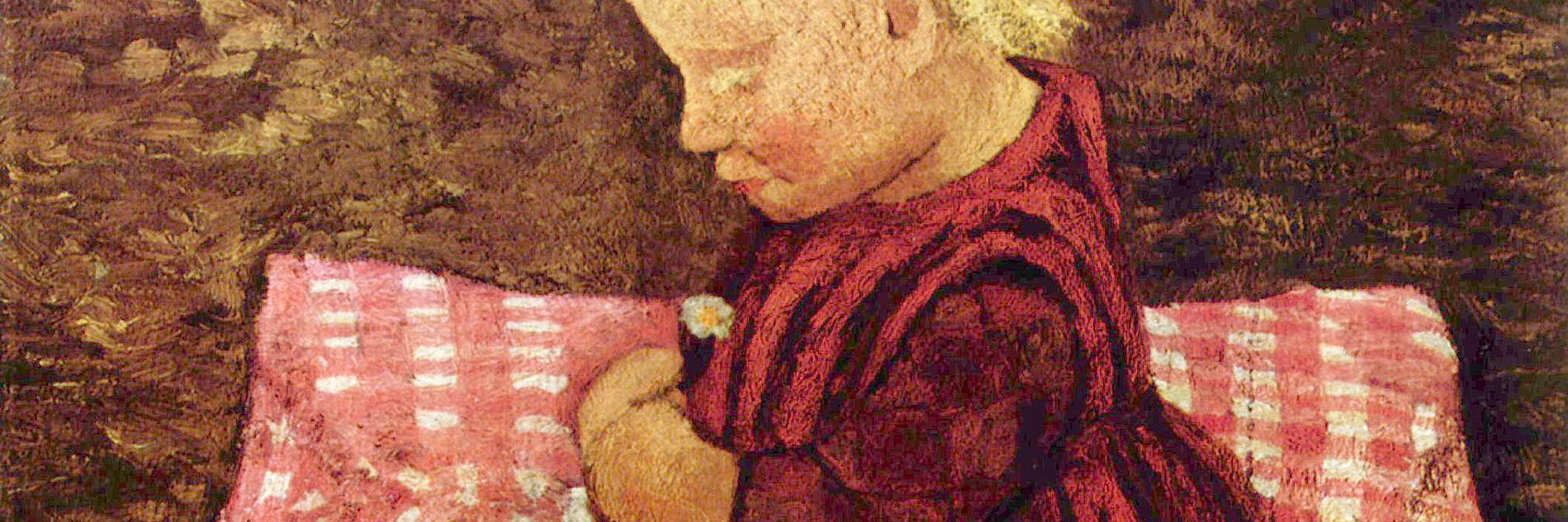 Paula Modersohn-Becker - Bauernkind auf rotgewürfeltem Kissen