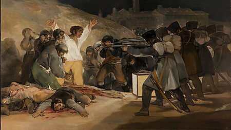 Francisco de Goyas Historiengemälde „Der 3. Mai 1808“ mit spanischen Gefangenen vor einem Erschießungskommando