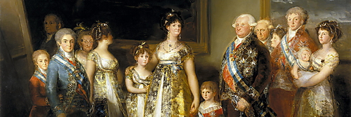 Francisco de Goyas Gruppenporträt Die Familie Karls IV. mit der spanischen Königsfamilie in prächtigen Hofgewändern