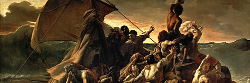 Théodore Géricaults Gemälde „Das Floß der Medusa“ mit Schiffbrüchigen auf einem Floß im bewegten Meer
