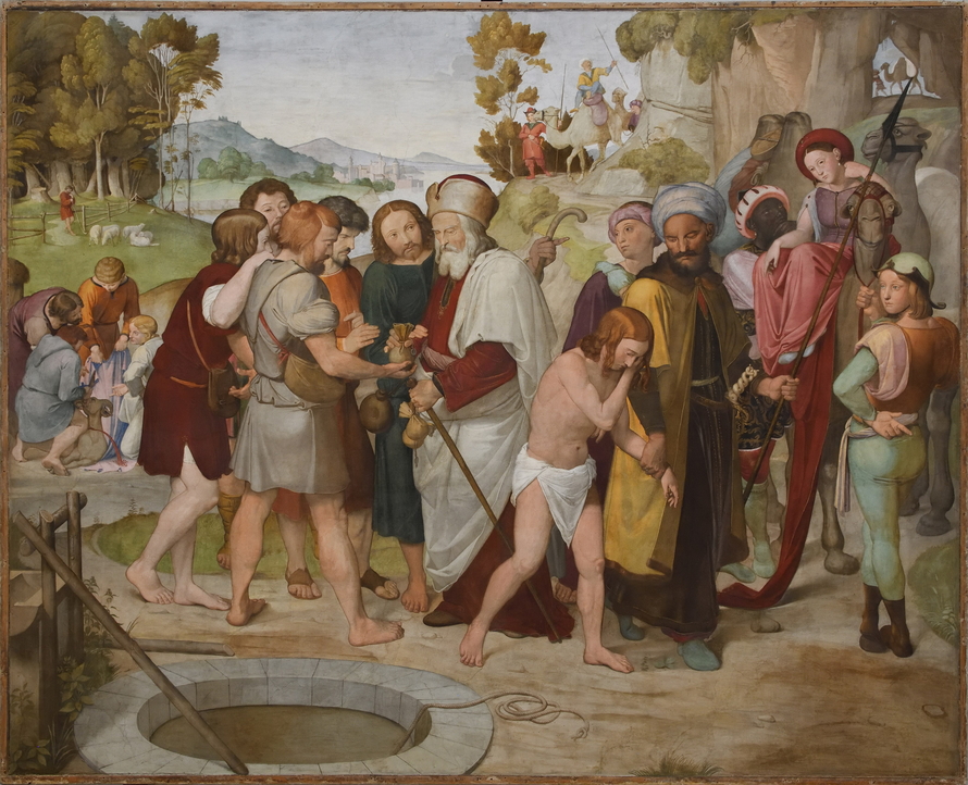 Friedrich Overbecks Fresko Joseph wird von seinen Brüdern verkauft aus dem Bilderzyklus der Casa Bartholdy in Rom.