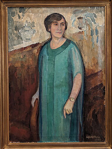 Expressionistisches Porträt der Künstlerin Gabriele Münter, 1920 gemalt von Agnes Cleve.
